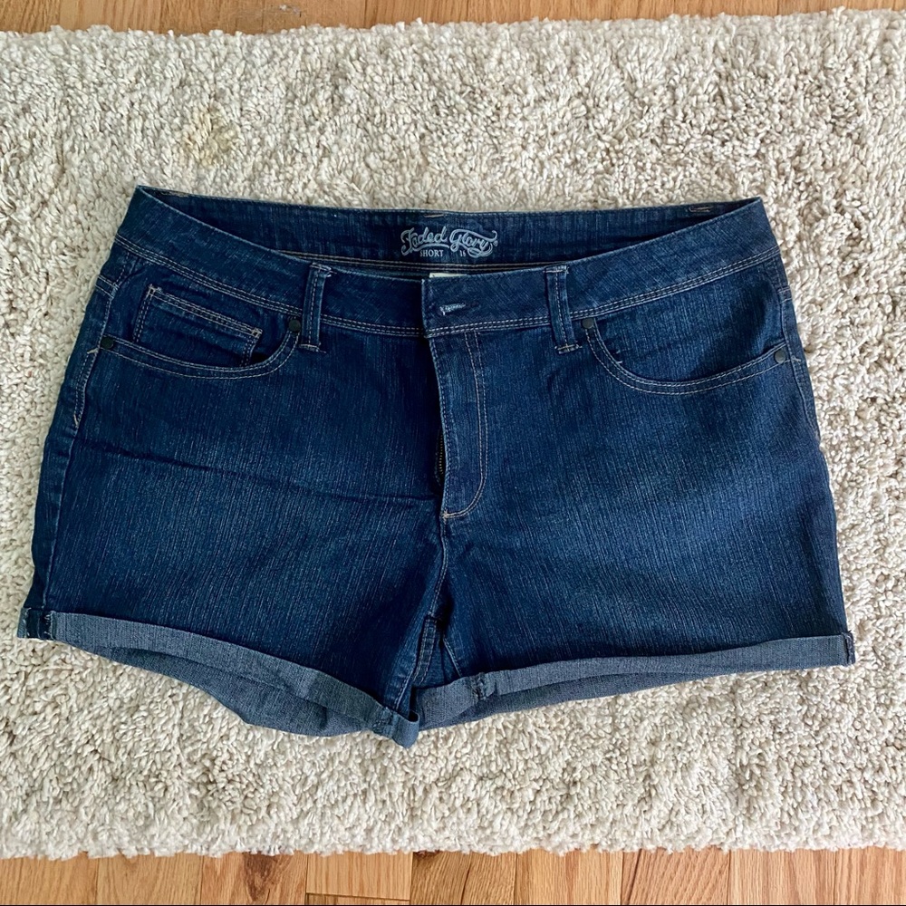 faded glory dark washed jean shorts